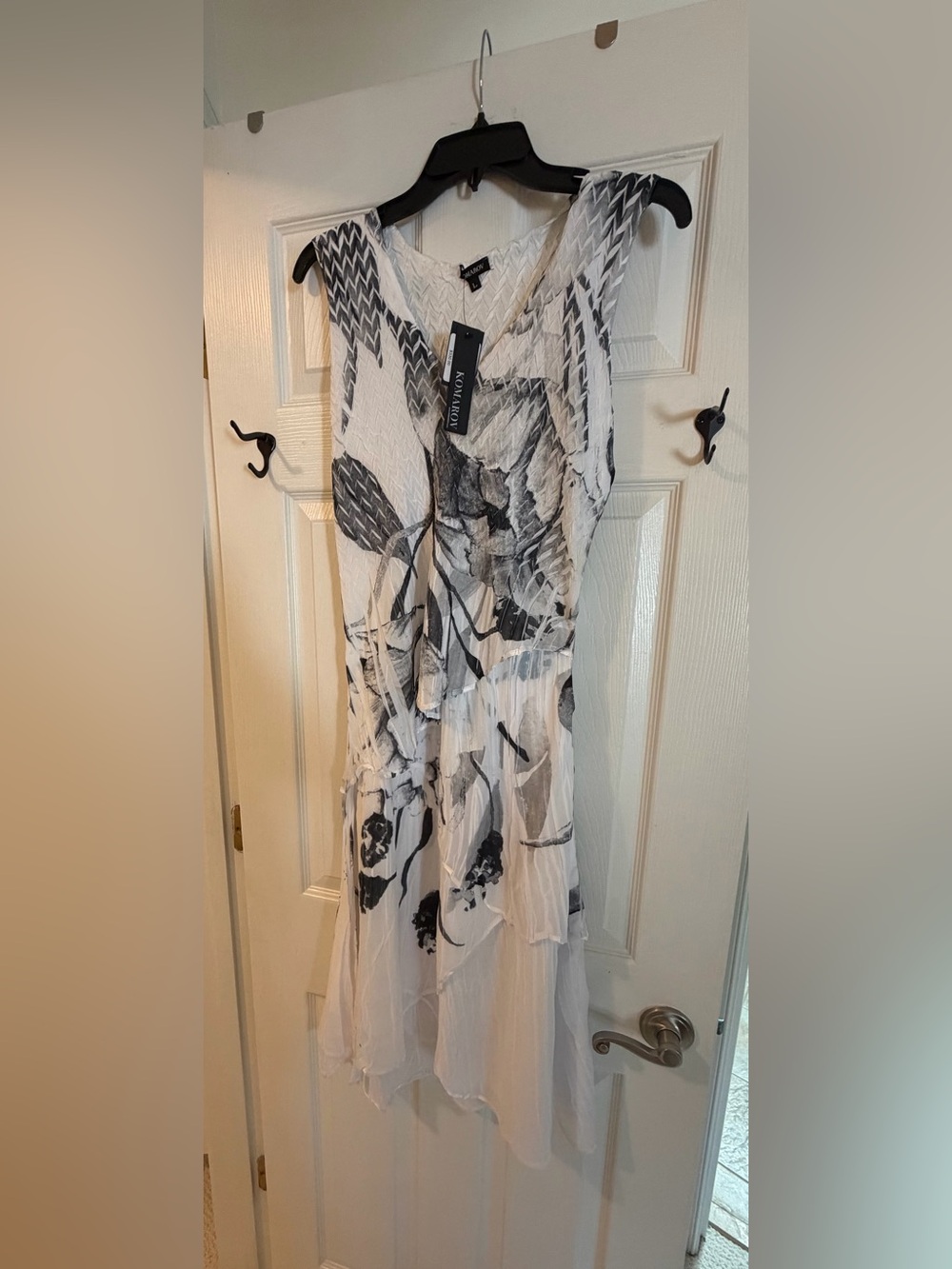 Komarov White and Gray Floral Dress
